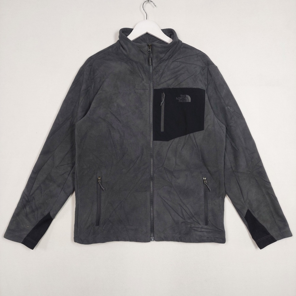 The North Face Mens Gray Sherpa Lined Full Zip Fleece Jacket Large Mock Neck